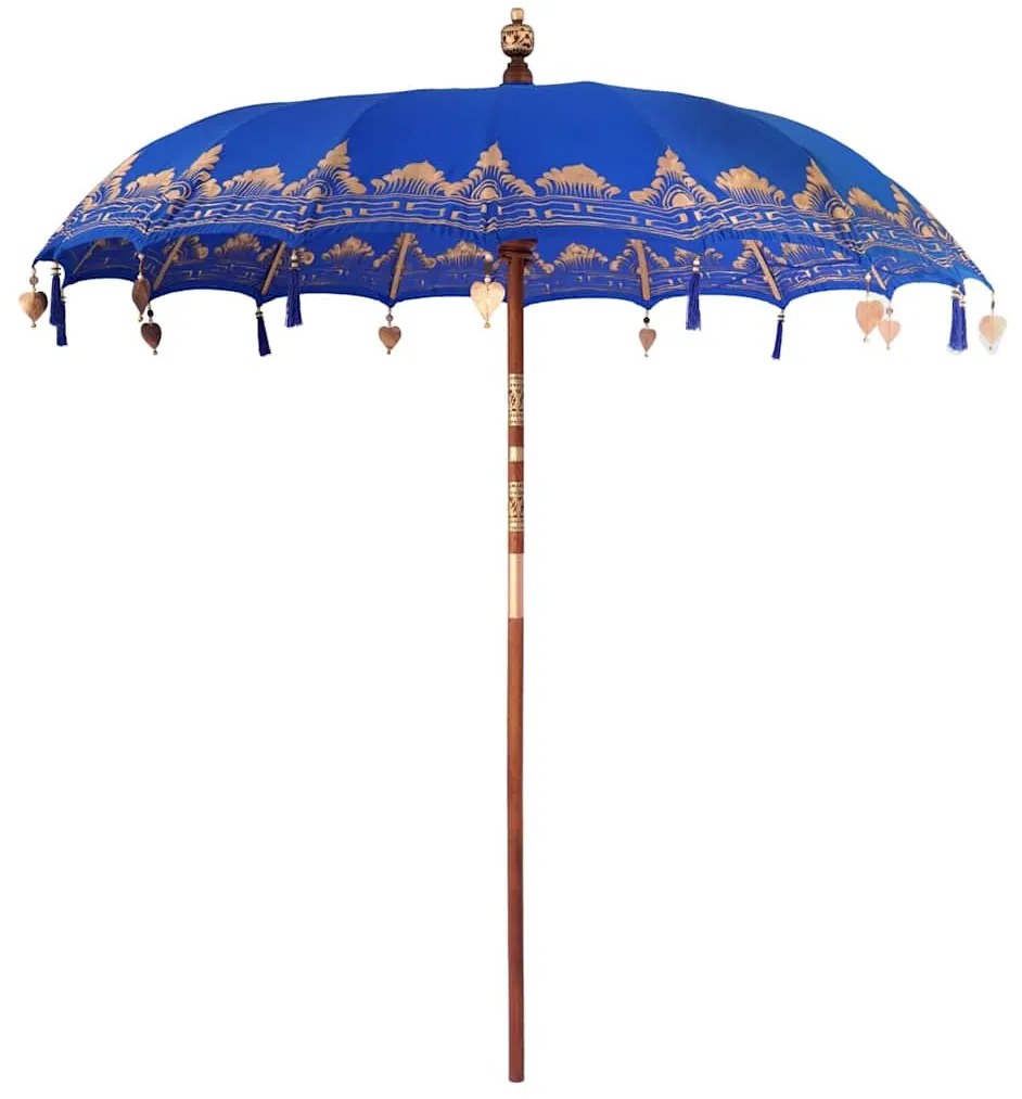 Balinéz Napernyő Kék 210-220 cm Pamut, tömör fa