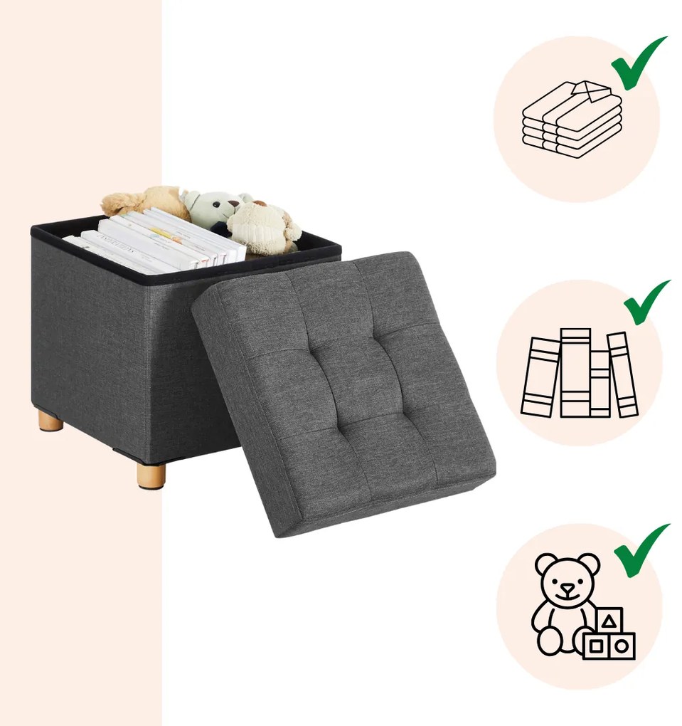 OTO lábas tárolós puff, 38x38x40cm, antracit SongmicsHome