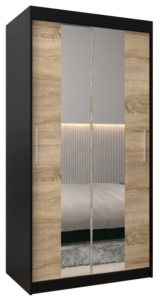 Ruhásszekrény 100 cm Toki 1 (matt fekete + szonoma tölgy). 1064880