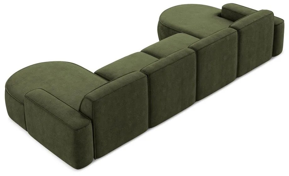 Zöld zsenília sarokkanapé (U alakú) Omao – Makamii