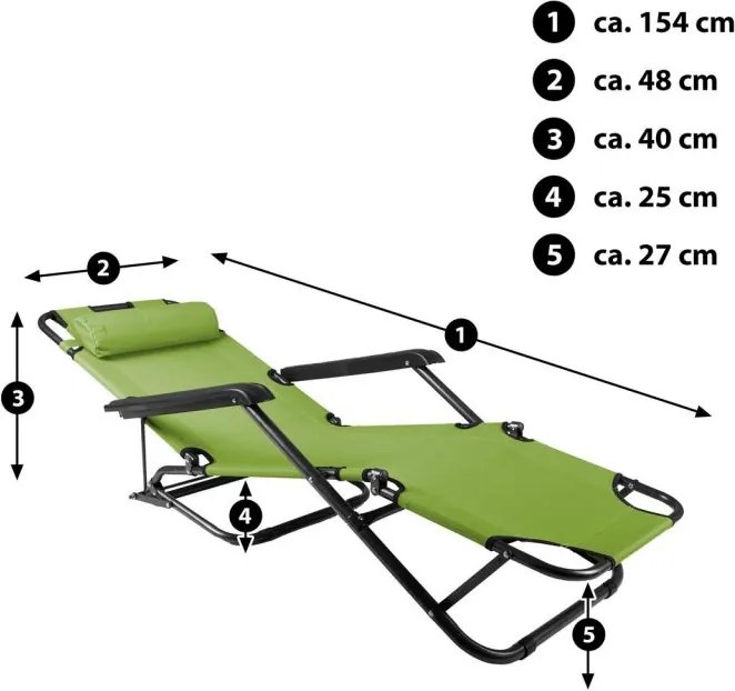DIVERO Kerti összecsukható nyugágy 155 x 46 cm zöld