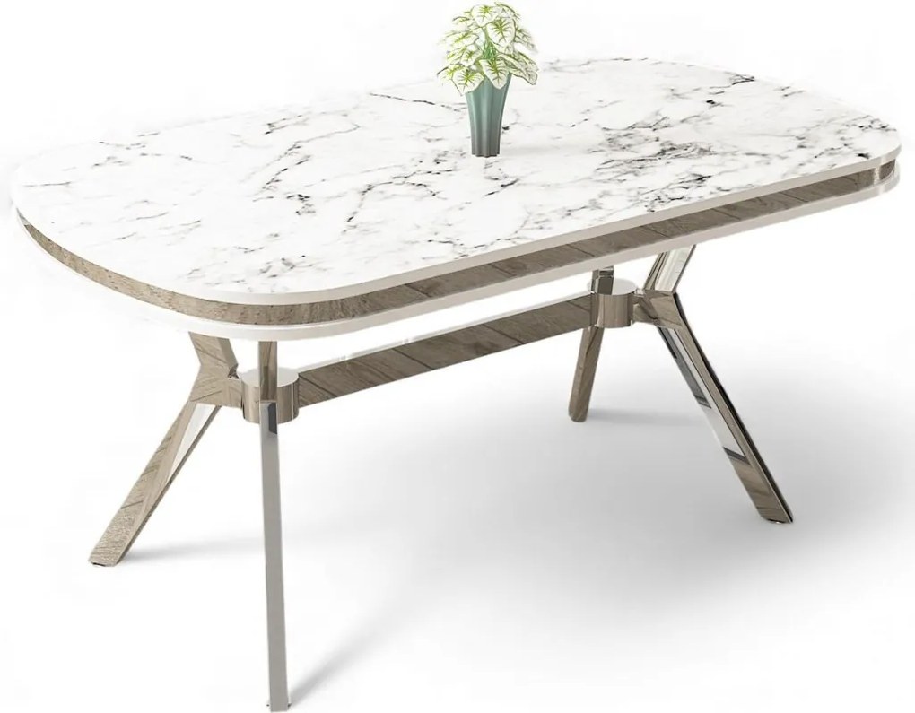 Olya - White Marble, Chrome