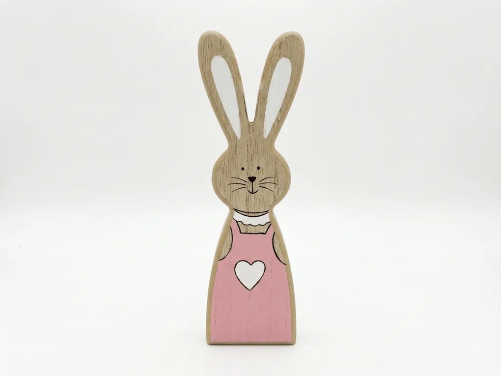 Fa nyúl LAPINA XL színes ruhával, 18 cm Termék színe: Rózsaszín