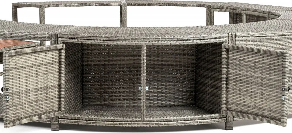 Lay-Z-Spa kör alakú rattan pezsgőfürdő bútor, 200 cm, szürke