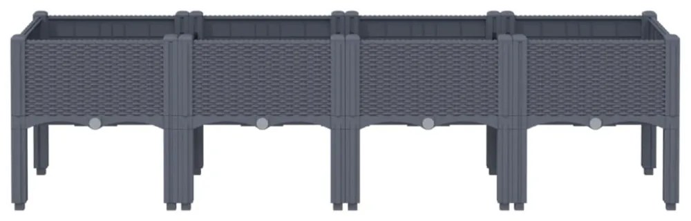 szürke PP rácsos kerti ültetőláda 160 x 40 x 42 cm