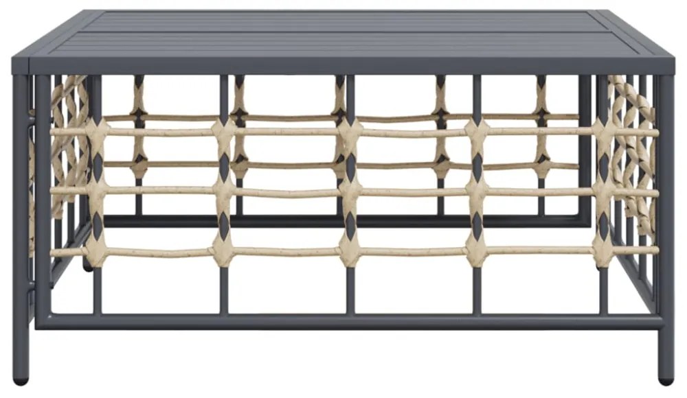 antracitszürke polyrattan kerti asztal 70 x 70 x 34 cm