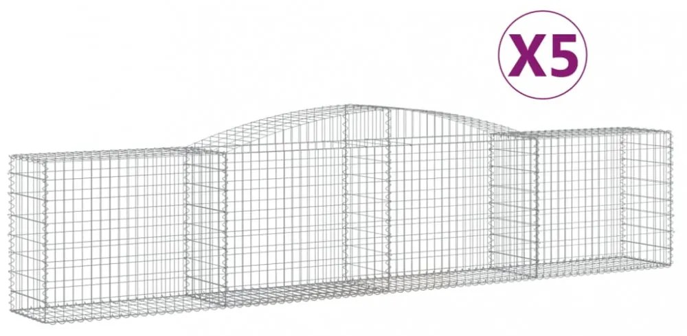 vidaXL 5 db íves horganyzott vas gabion kosár 400x50x80/100 cm