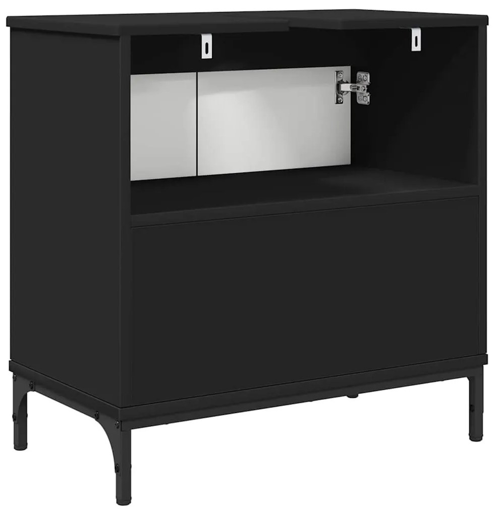Fürdőszobai mosdószekrény Fekete 60.5 x 33.5 x 61 cm Faanyag