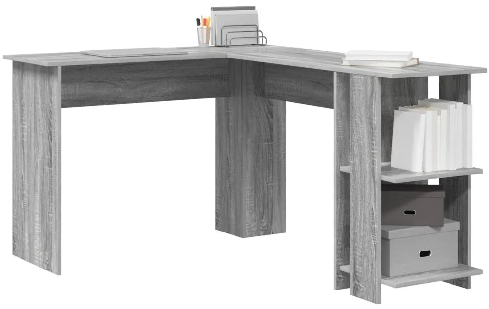 vidaXL Sarokíróasztal Szürke Sonoma 140 x 113,5 x 75 cm Faanyag