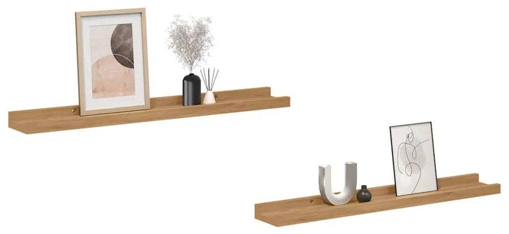 Falpolc polcokkal tárolóval 2 pcs Barna 60 x 9 x 3 cm Faanyag