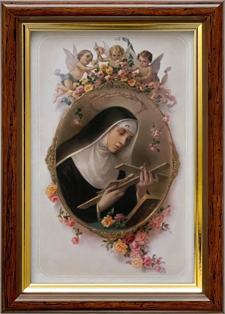 Vászonkép 18x13 Szent Rita Cascia Barna Arany Fa Keret
