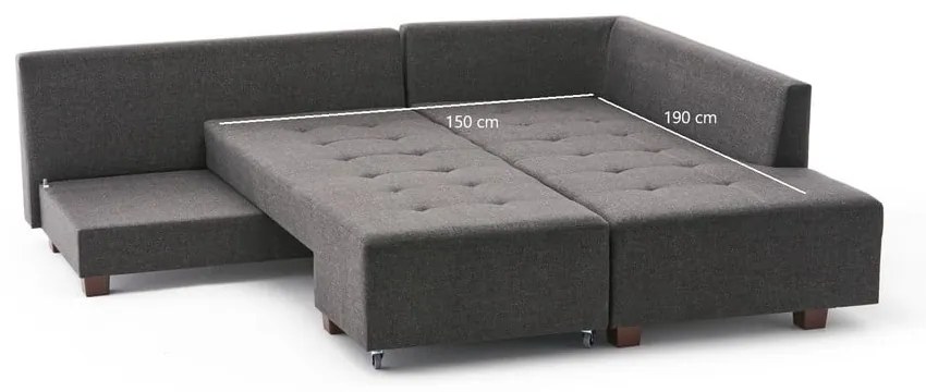Sötétszürke kinyitható sarokkanapé (jobb oldali) Manama – Balcab Home