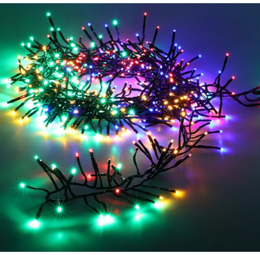 7,4 m-es 576 LED-es sűrű BOA fényfüzér, hálózati adapteres, színes RGB,időzíthető 6/18 órás, 8 féle fényjátékkal, IP44