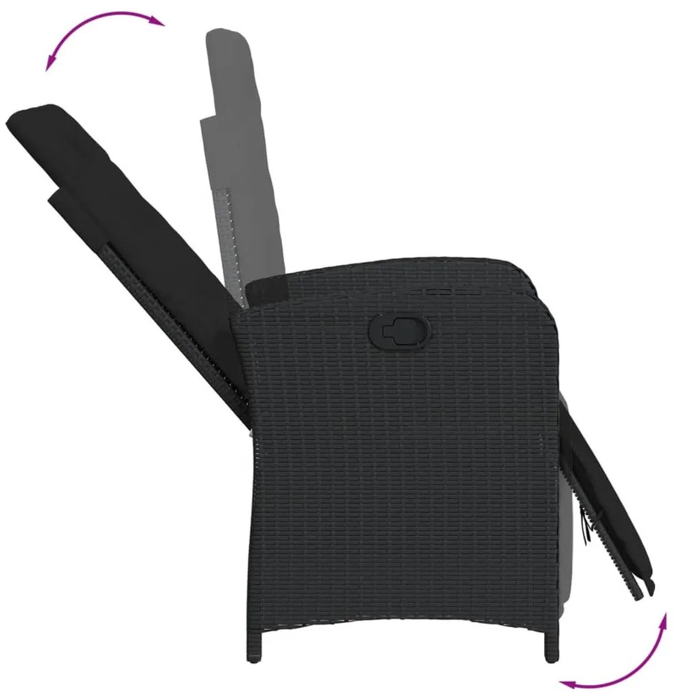 5 részes fekete polyrattan kerti étkezőgarnitúra párnákkal