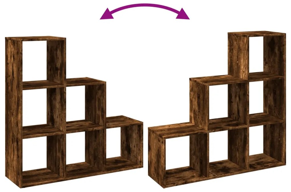 3 szintes füstös tölgy fa elválasztó könyvespolc 99x29x99 cm