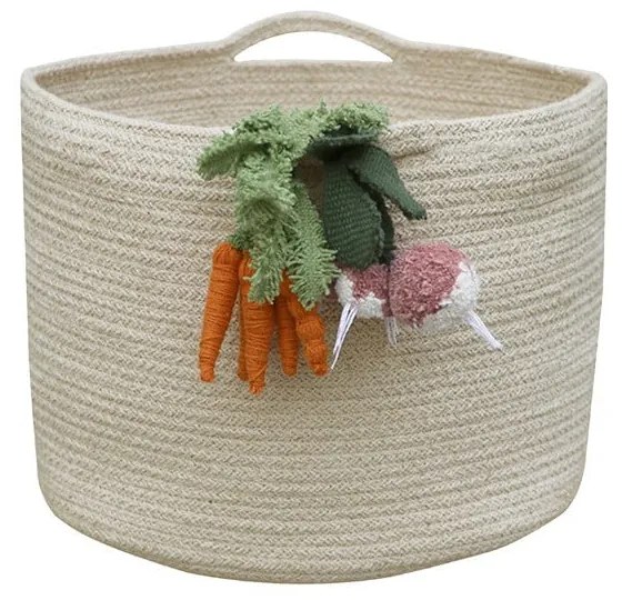 Krémszínű textil játéktároló kosár ø 30x23 cm Veggies – Lorena Canals