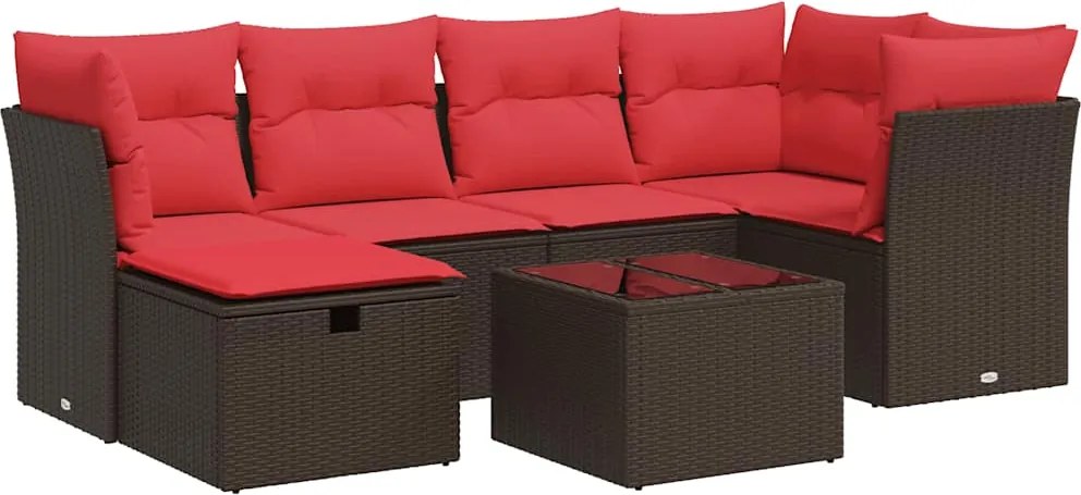 vidaXL 7 részes barna polyrattan kerti ülőgarnitúra párnákkal