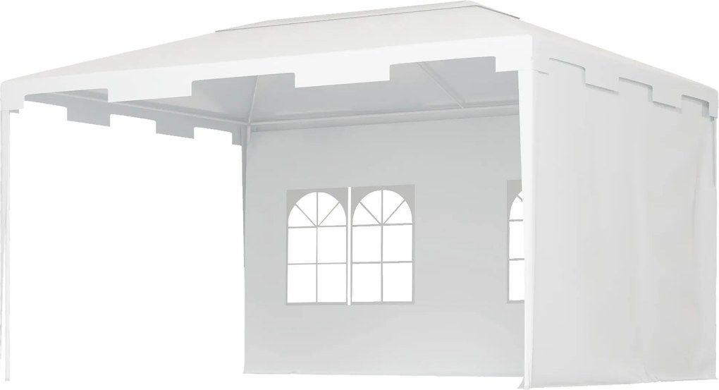 Outsunny 4x3 m Kerti Pavilon, Levehető Kültéri Pergola 2 Oldalpanelekkel és 2 Ablakkal, Anti-UV Vízálló Acélkerettel Teraszra és Pattio-ra - Fehér | A
