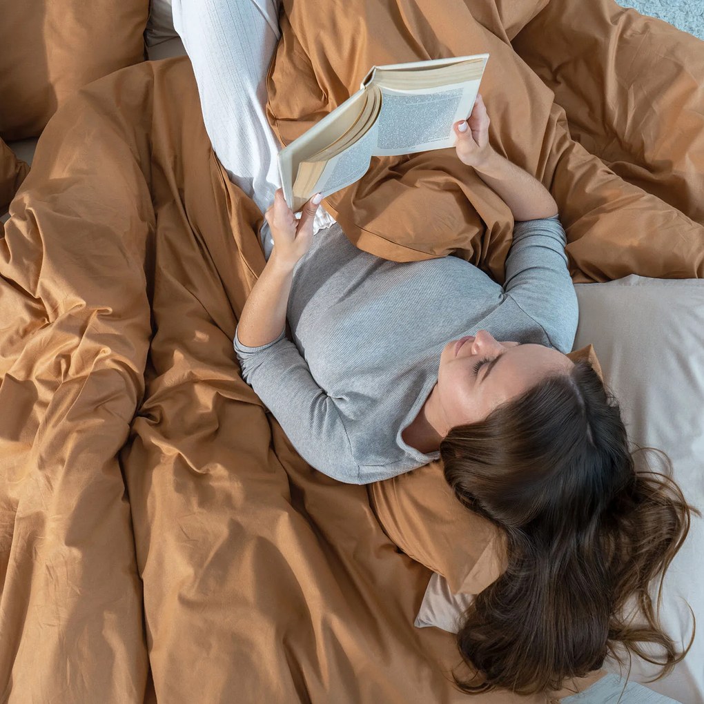 Goldea pamut ágyneműhuzat garnitúra - barna 140 x 220 és 70 x 90 cm