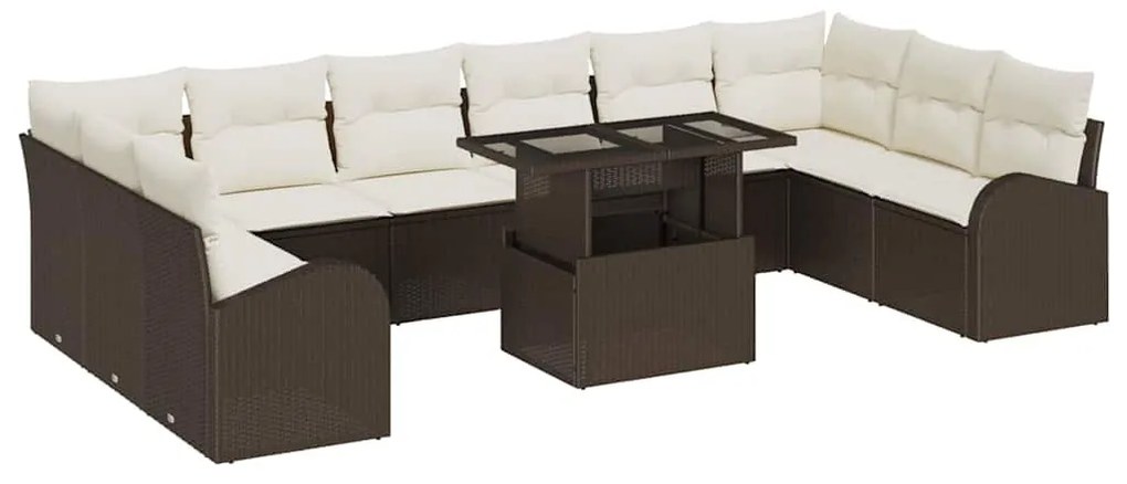 Kerti Kanapé Szett 11 pcs Barna és krémszínű 100 x 55 x 73 cm