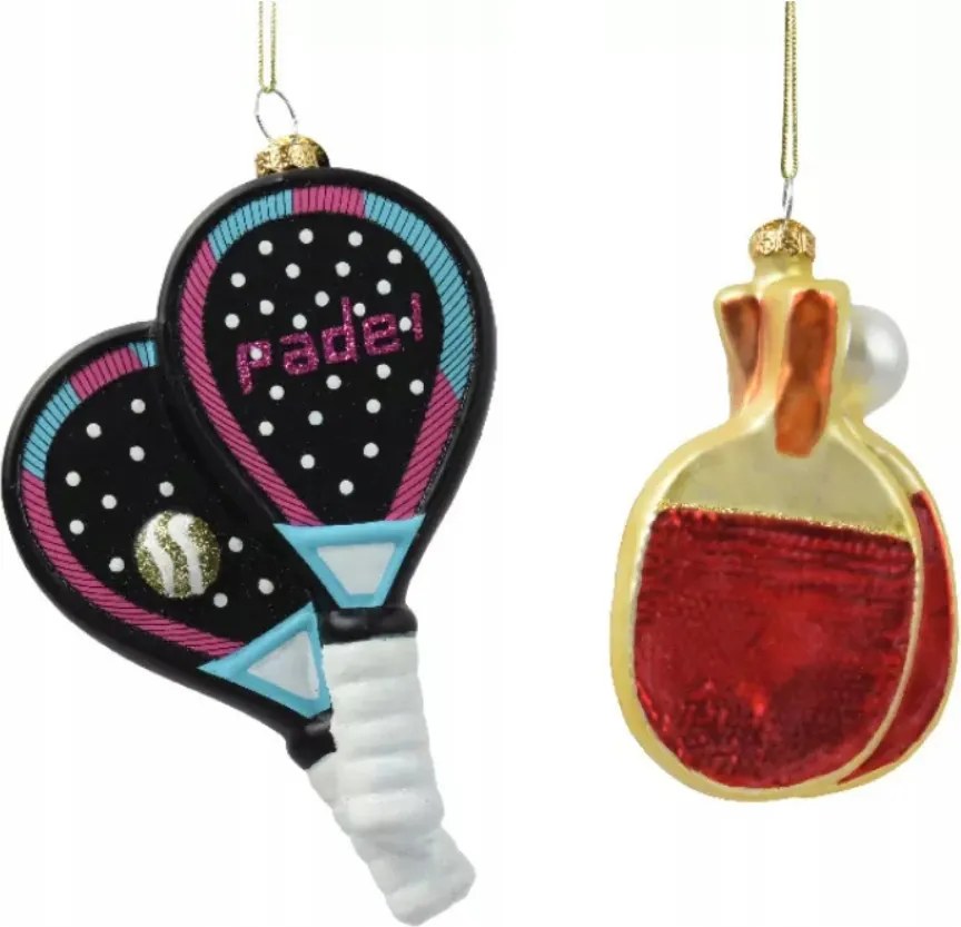 Karácsonyfadísz üveg Pálcika Ping Pong Tenisz karácsonyfára 11cm