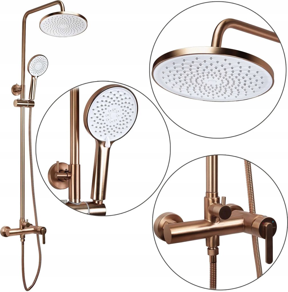 Fali Zuhany Szett Réz Ontario Esőztető 23x23 Állítható