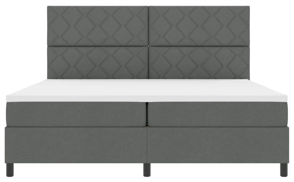 Boxspring Ágy Matraccal Sötét Szürke 200x200 cm Szövet