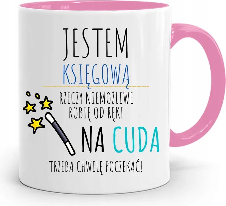 Rózsaszín Bögre Ajándék Könyvelőnek, fényképes nyomattal