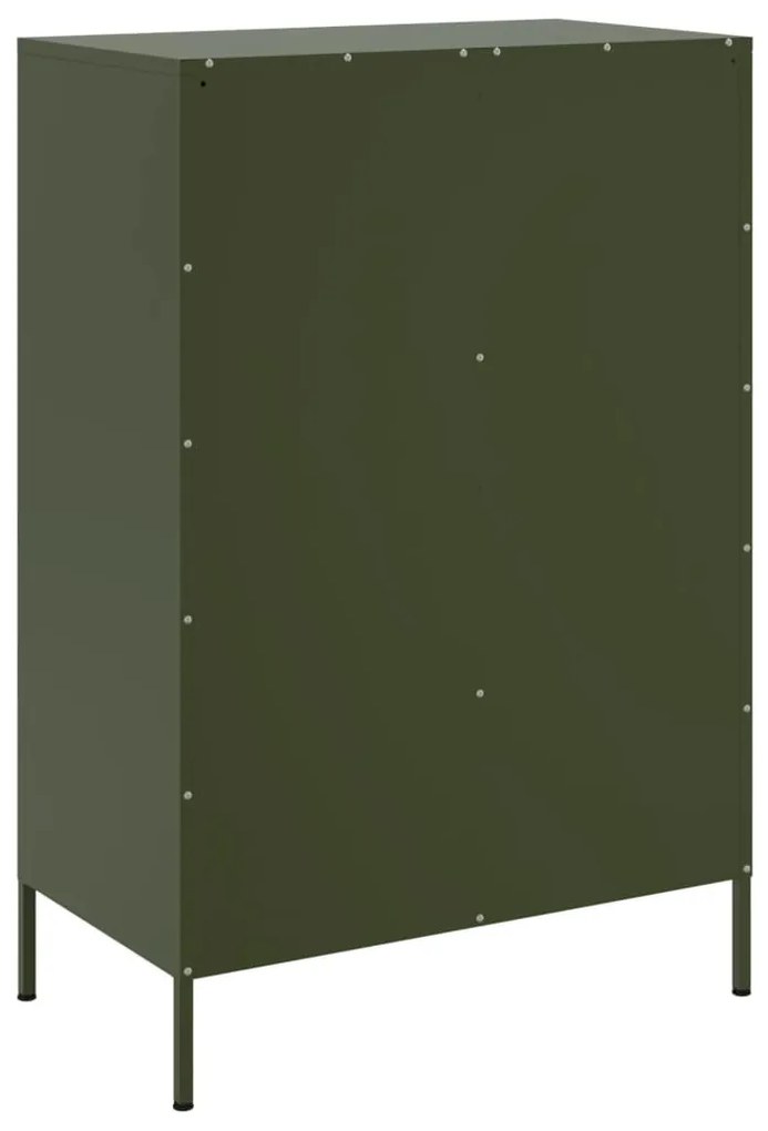 olívazöld acél magasszekrény 68 x 39 x 101,5 cm