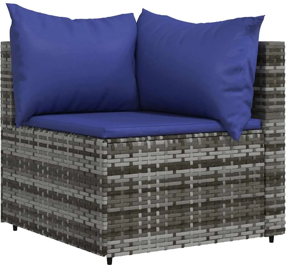 vidaXL szürke polyrattan kerti sarokkanapé párnákkal