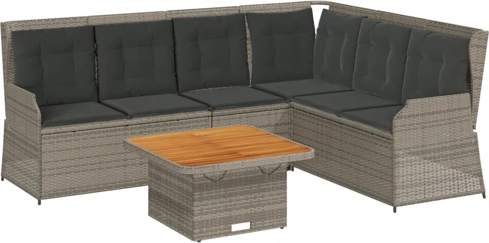 vidaXL 5 részes szürke polyrattan kerti ülőgarnitúra párnákkal