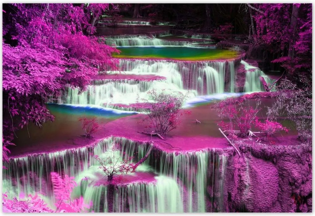 Poszterek 200x135 Lila vízesés