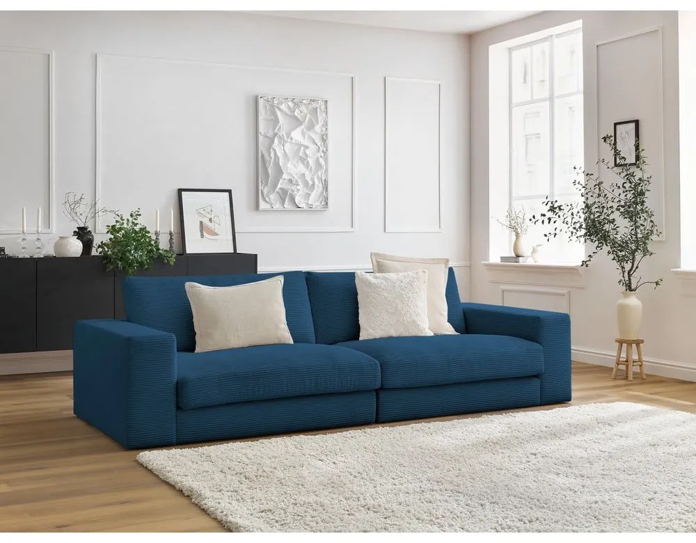 Sötétkék kordbársony kanapé 274 cm Leonard – Bobochic Paris