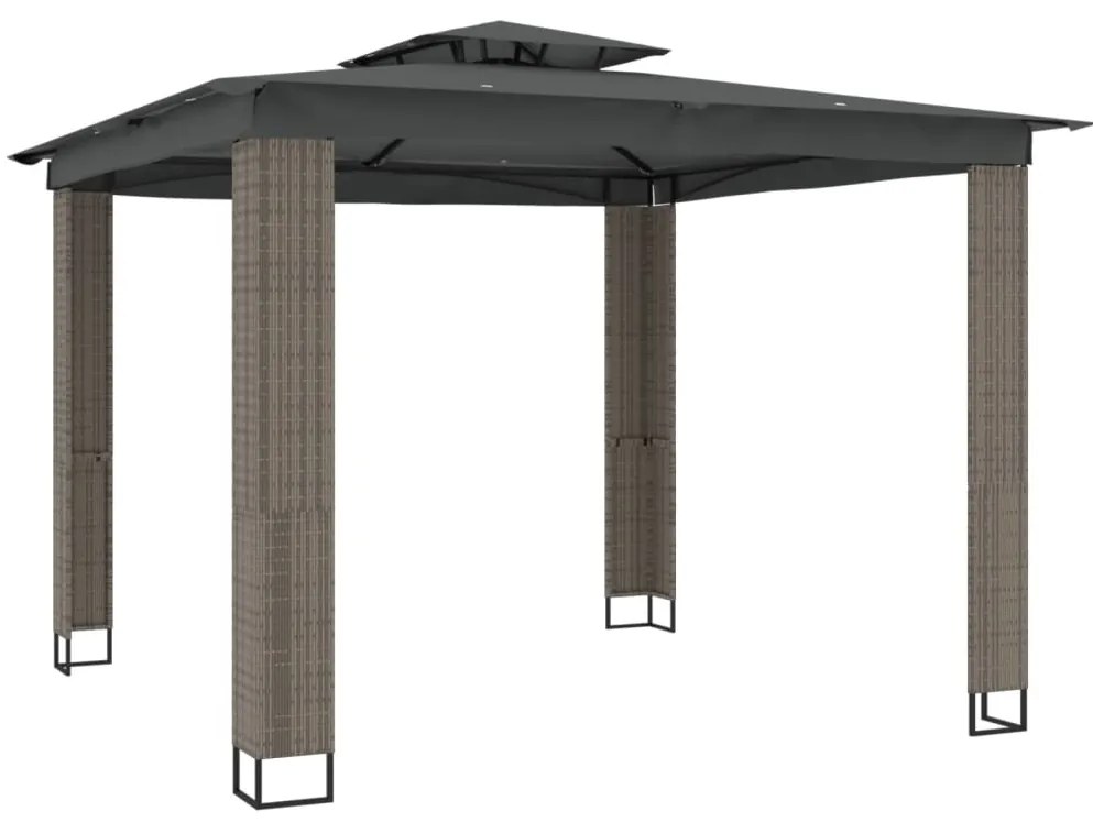 antracitszürke szövet dupla tetős pavilon 2,94 x 2,94 m