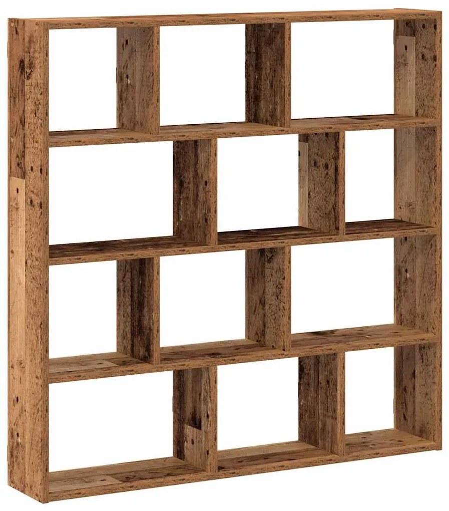 antik fa színű szerelt fa fali kockapolc 12 rekeszes színű