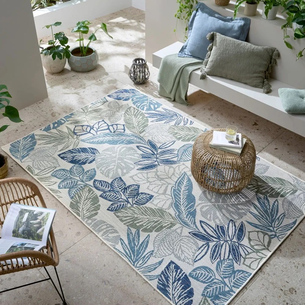 Zöld-kék kültéri-beltéri szőnyeg 200x290 cm Bella Leaf – Flair Rugs