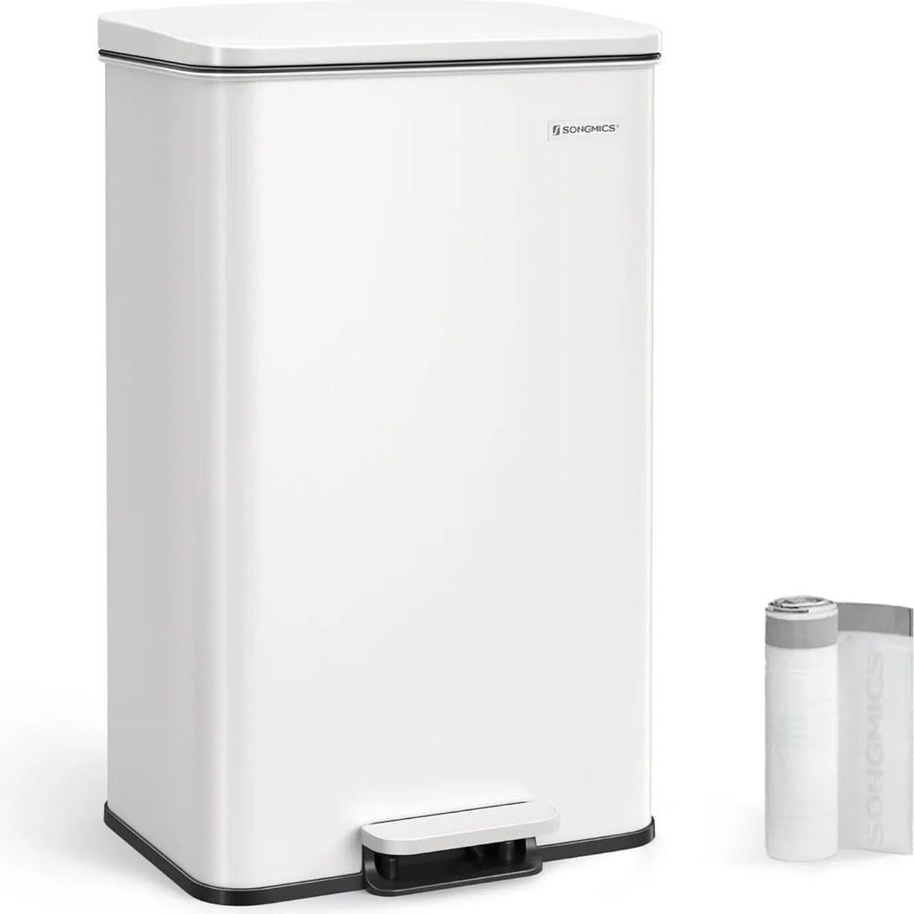 Konyhai szemetes 40l, nagy pedálos kuka 15 szemeteszsák mellékelve, fehér