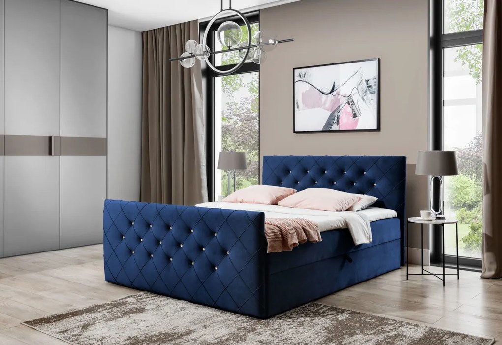 MATRAGI kárpitozott boxspring ágy + topper, 200x200, manila 19 (grafit)