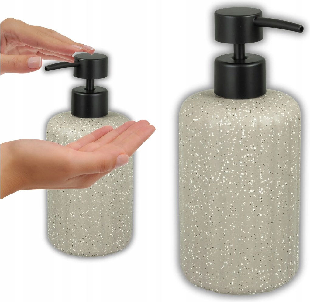 Folyékony szappan adagoló 450ml Kerámia Barna, Fekete Pumpával Peru