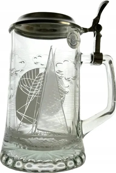 Söröspohár vitorláshajóhoz, fémfedővel, korsó, fél literes 0,4 l