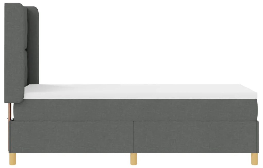 Rugós Ágy Ágytakaróval Sötétszürke 80x200 cm Szövet