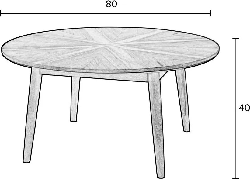 Fekete kerek dohányzóasztal tölgyfa dekorral ø 80 cm Fabio – White Label