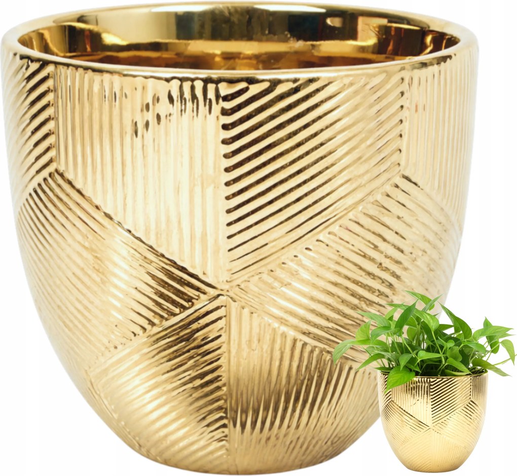 Virágtartó arany fedél 13 cm glamour kerámia