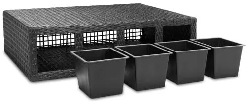 Casaria® Virágtartó - 4 darabos - 95x27x60 cm - fekete