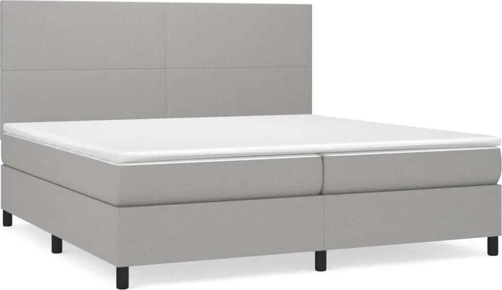 vidaXL világosszürke szövet rugós ágy matraccal 200 x 200 cm