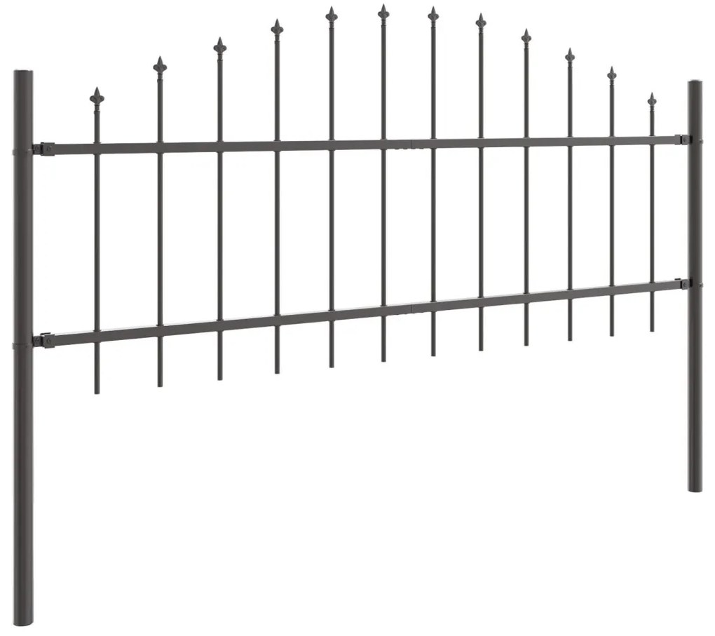 Kerti Kerítés Íves Felső Szürke 6,8x0,75 m Acél