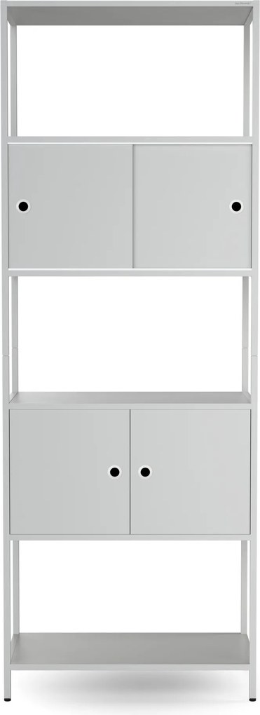 Iratrendező polc zárható szekrénnyel, irodai, nyitott polcok, fém szürke, 800x2200x400 mm: ARIEL