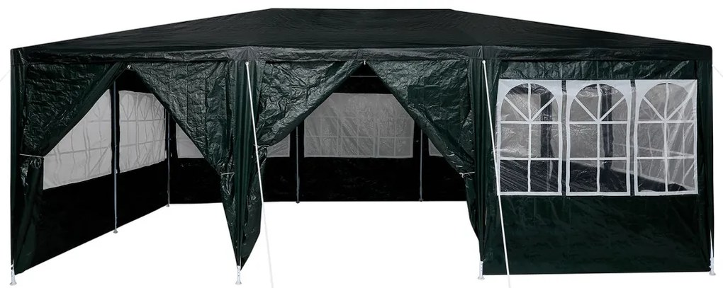 Parti sátor 10 oldalfallal Zöld 6x4 m PE