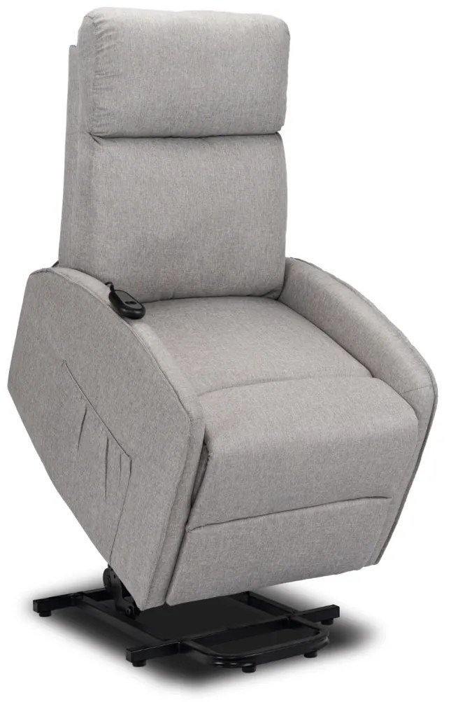Elektromosan Vezérelhető TV és Relaxfotel Szürke Szövet Kárpittal. Felállást Segítő Funkcióval. COLTON