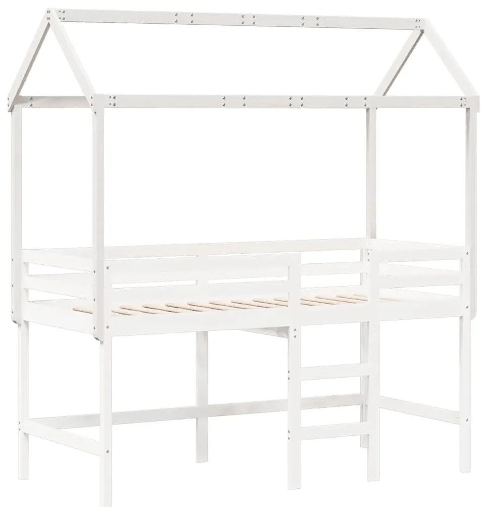 fehér tömör fenyőfa gyerekágytető 207 x 95,5 x 159 cm